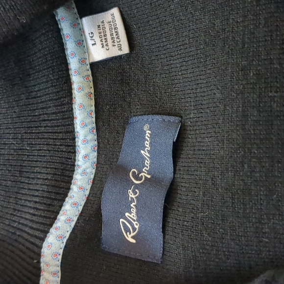 NWT Robert Graham Sweater Mens L Black Full Zip Pockets Quiet Luxury Minimalist - Picture 5 of 9